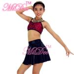Sleeveless Jazz Tap Costumes Sequin Crop Top Sun Floral Brief Under Skirt