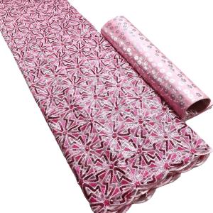 China African Embroidered Lace Fabrics with Sequins Fabric Nigerian for Women Wedding factory