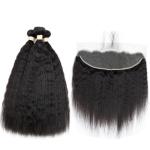 Yaki Straight Cambodian Virgin Hair Extensions Pure Swiss Lace 13x4 For Girl