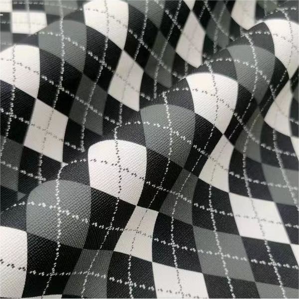 Handbag Custom Printed Patterned Faux Leather Fabric PVC Geometric Diamond