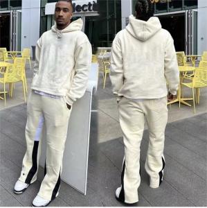 China Custom Logo Cropped Sweatpants and Hoodie Suit Plus Size Acid Wash Flared Sweatpants factory