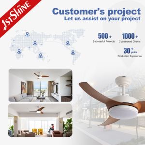 Modern 42-Inch Ceiling Fan with 3-Color LED Light and Wood-Grain Blades