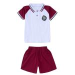 Polyester Kids School Uniforms Sets Turn - Down Collar Color Combination