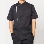 Short Sleeve Chef Uniform Tops White 65% Polyester 35% Cotton Fabric