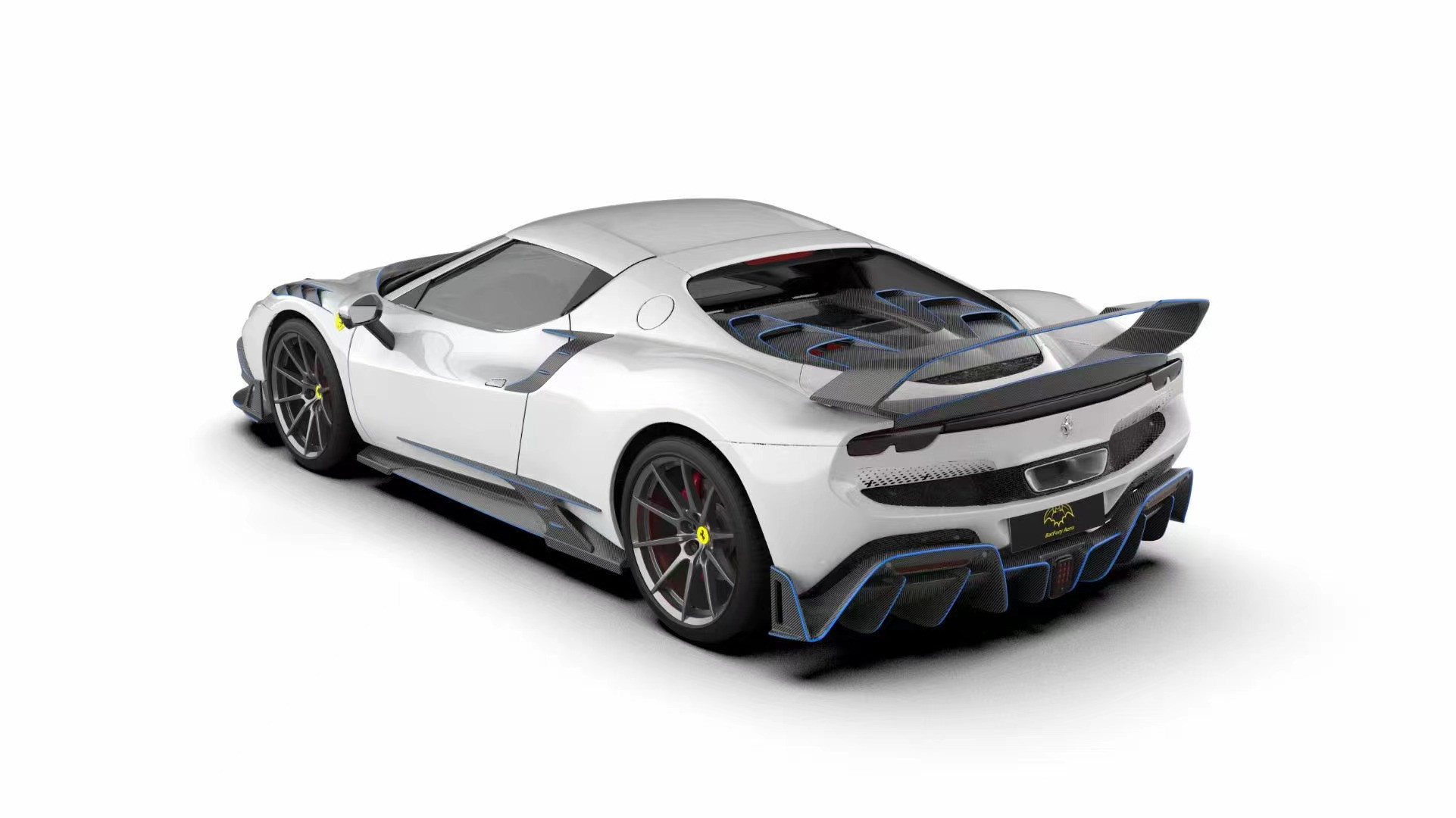 296GTB Ferrari Kit Car Body 2021 Dry Carbon Fiber Front Lip Car Front Bumper Diffuser
