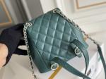 Lychee Leather Chanel Designer Brand Backpack 23P New Duma Small Peacock Green
