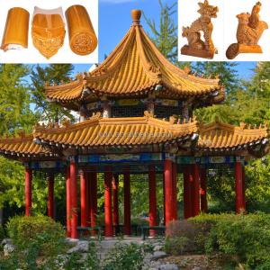 China Old Chinese Style Glazed Gazebo Roof Tiles Yellow Color factory
