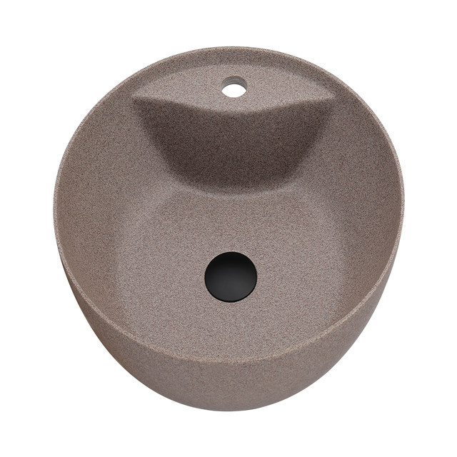Round Bowl Hotel Use Quartz Stone Material Top Mount Barthroom Sink