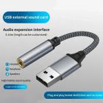Professional Audio Interface USB Sound Card 2 In 1 USB To 3.5MM Jack Aux Audio