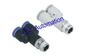China PX Pisco Branch One Touch Y Brass Zinc NPT Thread Pneumatic Tube Fittings factory