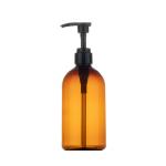 500ml Amber cylindrical smooth with black pump for shampoo lotion bottle