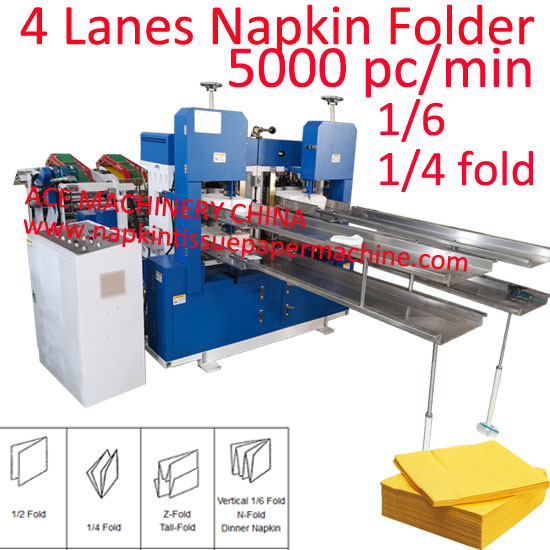 Super High Speed 4 Lines Automatic Napkin Machinery For Z Fold Paper Napkin 5200