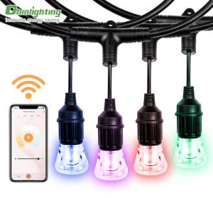 China Smart WIFI 24ft Outdoor Bulb String Lights Hanging Garden Light Bulbs factory