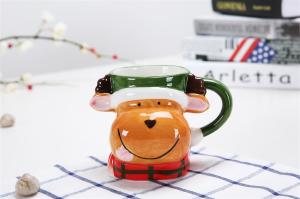 China Ceramic 301ml 400ml 10 Oz Christmas Deer Mug factory