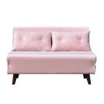 Pink Velvet Two Seat Sofa Bed Folding Chair Fabric Foam Plywood