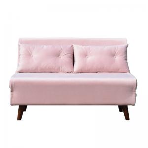 China Pink Velvet Two Seat Sofa Bed Folding Chair Fabric Foam Plywood on sale