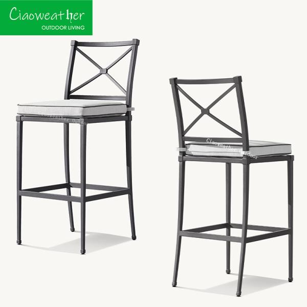 Outdoor Bar Furniture Aluminum Tall Stools Bar Chairs With Cushion for Hotel