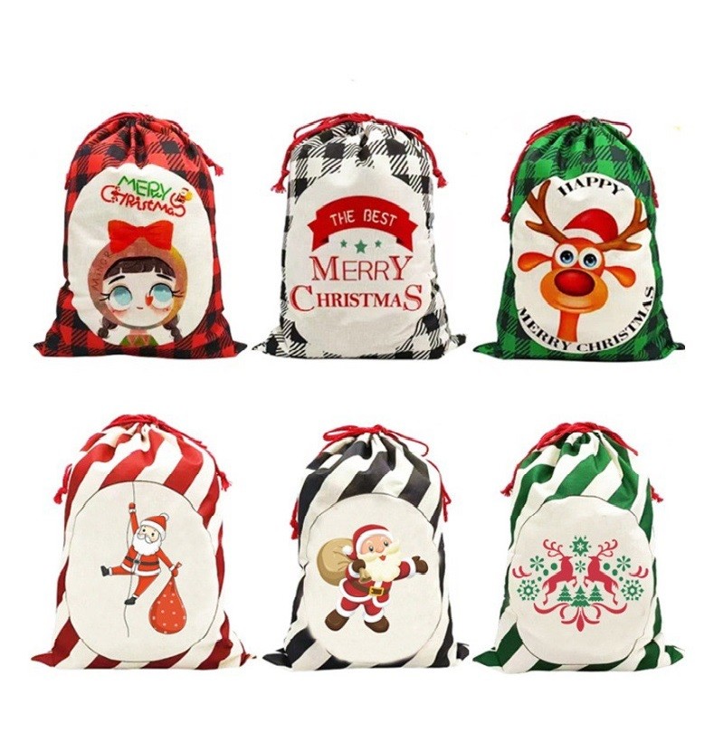 Large Linen Santa Sack For Christmas Blank Sublimation Candy Bag In Stock