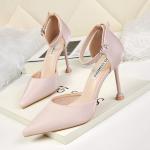 6266-1 Korean Fashion Pointed High Heels Shallow Mouth Silk Satin Sexy Sandals