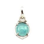 Women Jewelry 925 Silver Blue Chalcedony Cubic Zirconia Pendant Necklace (PSJ078