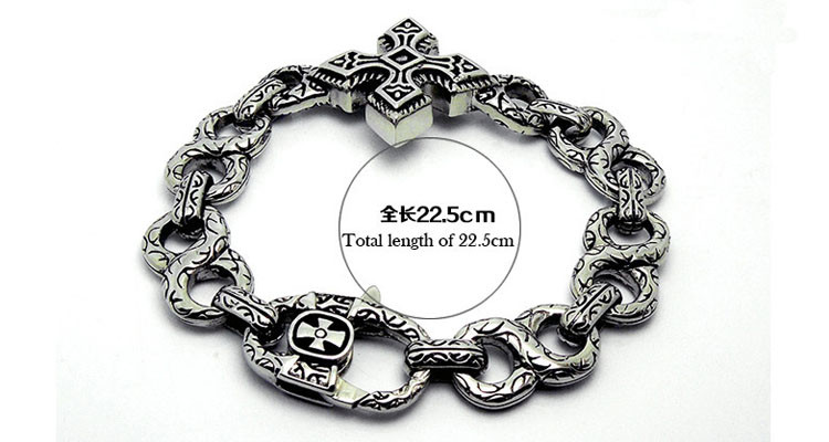 Men's Vintage Silver Plated 316l Titanium Stainless Steel Chain Cross Bracelet (JCE147)