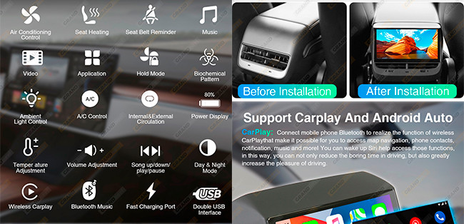 7 Inch Tesla Model Accessories Tesla Rear Entertainment System Screen For Model 3 Y