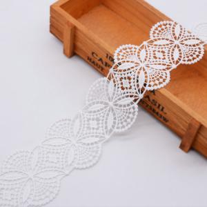 China Guipure Polyester 6.2cm White Embroidered Lace Trimmings factory