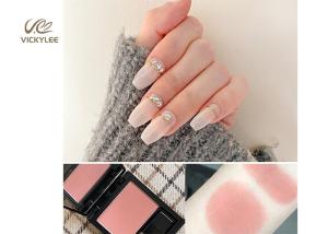 China Long Artificial Press On Nude Coffin Nails With Crystal Stone factory