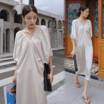 Five Point Sleeve Loose Women'S Beachwear Dresses Backless Stitching French