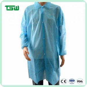 China Hospital Unisex 30G PP Disposable Blue Lab Coats With Pockets factory
