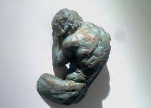 China Life Size Wall Art Decor Patina Cast Bronze Man Statue factory