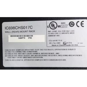 IC698CHS017 GE PACSystems RX7i Racks 17 Slot Front And Rear Mount CPU And I/O