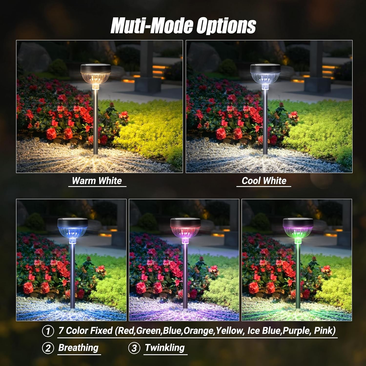 Inserted Solar Lawn Light For Outdoor Garden Landscape Pathway Driveway