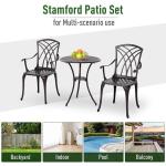 Cast Aluminum Balcony Furniture AJUNION 2 Seater Outdoor Bistro Set with Round