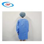 Industrial Disposable Blue Laboratory Coat With SMS Material Construction