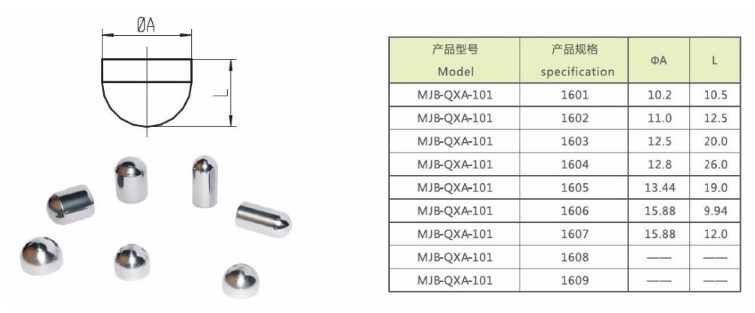 Spherical Tungsten Carbide Button Tips Drill Bit Cutting Teeth