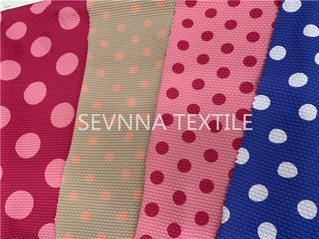 Polka Dot Recycled Swimwear Fabric Chlorine Resistance Fast Drying