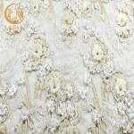 Sparkly Rhinestones Bridal Lace Material / French Lace Wedding Dress Fabric