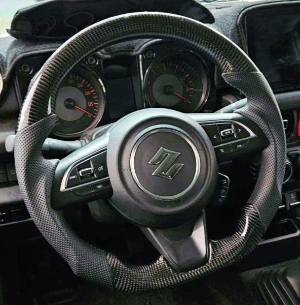 Suzuki Series Black Carbon Fiber Steering Wheel With Enhanced Grip For Heavy