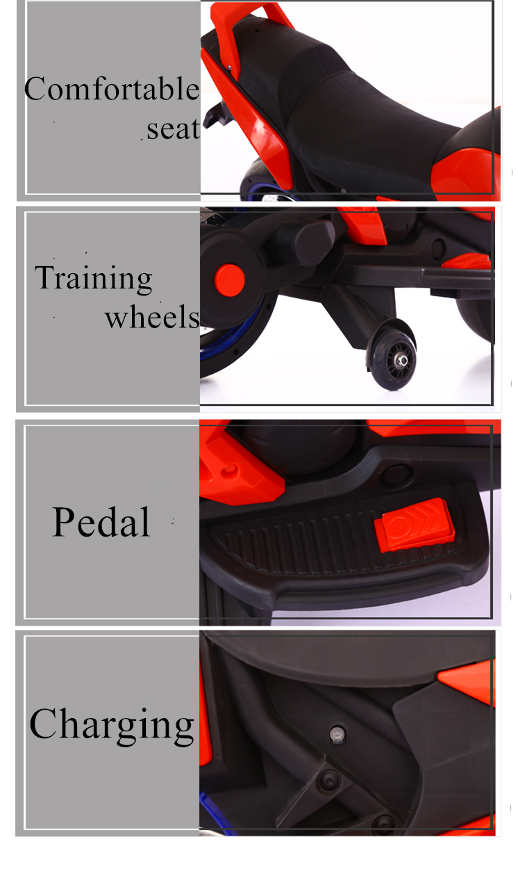 12V390 Battery Red White Blue Electric Ride On Motorcycles for Kids Long-Lasting Fun
