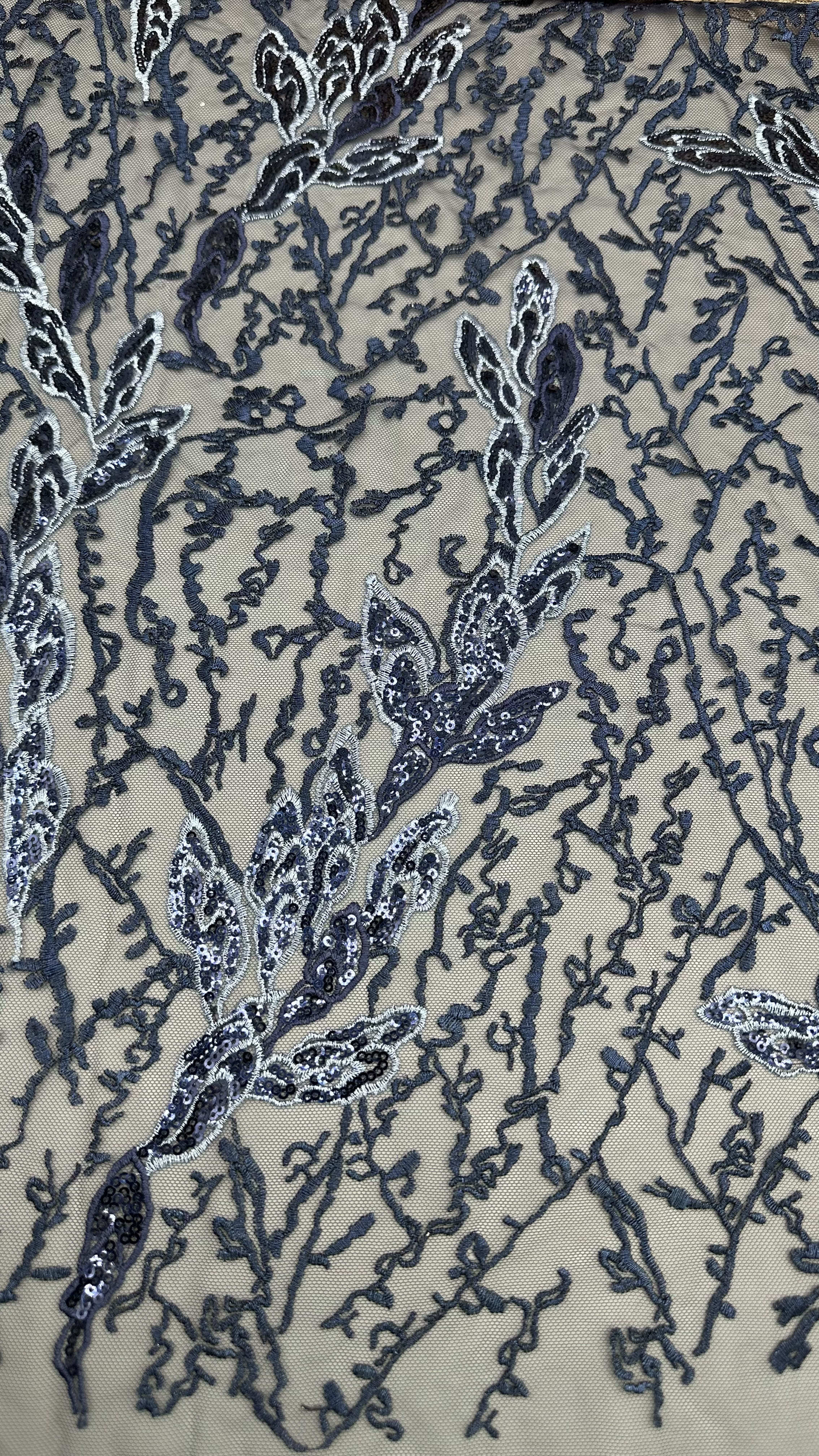 Sequin Vintage Inspired Embroidered Lace Baroque Floral Patterns For Regal And Romantic Formal Gowns