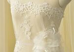 Ivory Embroidery Bridal Corded Lace Fabric , Flower Scalloped Edge Lace Fabric