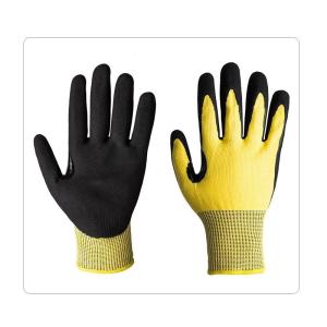 China Cut And Oil Safety Resistant Gloves With Sandy Nitrile On Palm For Construction factory