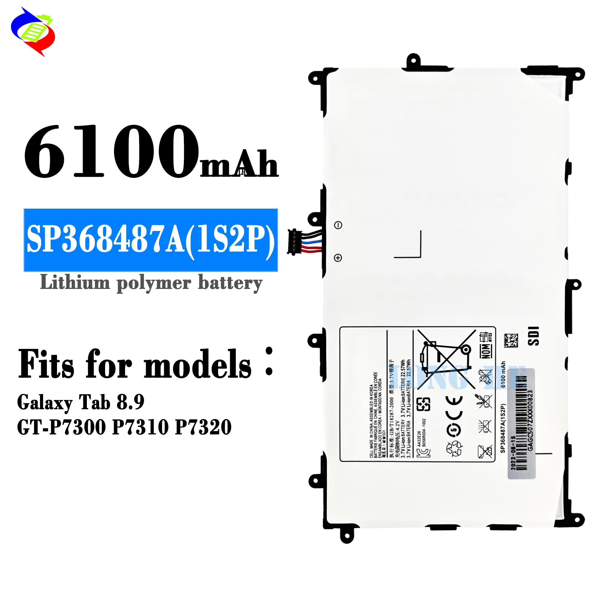 A SP368487A 1S2P Battery for Samsung Galaxy Tab 8.9CT-P7300 P7310 P7320 6100mAh 4.4V