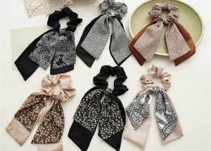 China Floral ribbon hair band lady black hair scrunchies accessories headwear ins women rubber band tie head rope factory