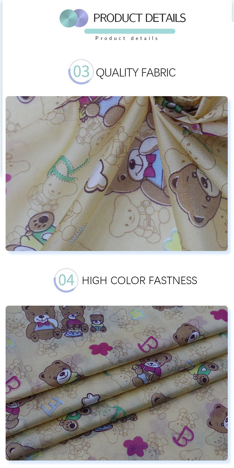 Polyester Warp Knitted Color Printing Mattress Quilting Fabric 225cm Width