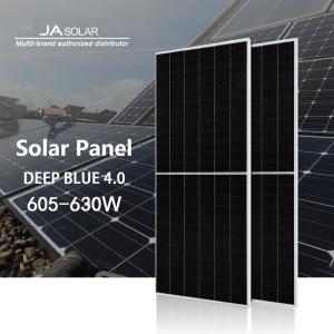 China 2.0mm Tempered Glass Solar Panel Deep Blue JA Solar Panel 605W 610W 615W 620W 625W 630W factory