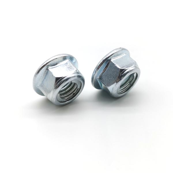 ISO7044 Low Strength Carbon Steel Flange Nuts Blue White Zinc M10x1 25 Flange