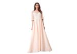 O Neck Half Sleeve Evening Dresses / Royal Prom Party Dress For Dinner