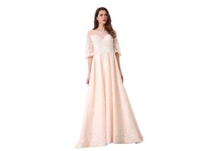 China O Neck Half Sleeve Evening Dresses / Royal Prom Party Dress For Dinner factory